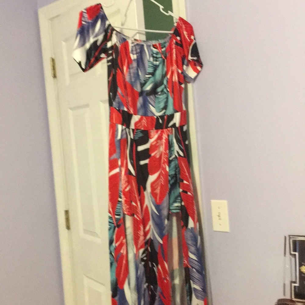 Off the shoulder romper with split leg skirt